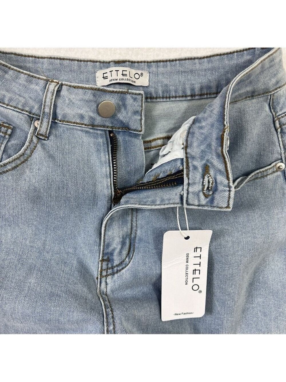Ettelo Blue Straight Wide Leg High Waisted Jeans Women’s 25x30 Size 6 NWT - Picture 4 of 9